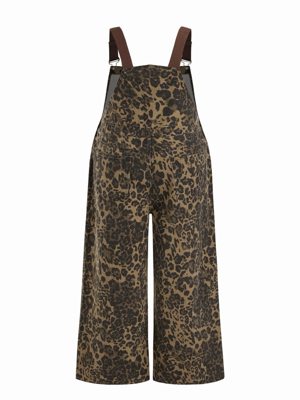 Cider Leopard-Print Wide Leg Overalls in Brown and Black - Picture 4 of 4